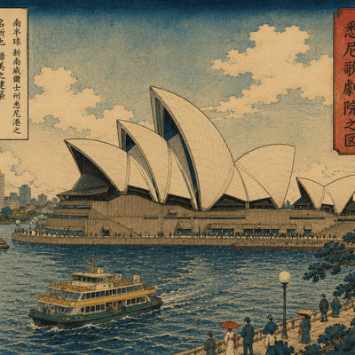 Sydney Opera House Ukiyo-e Print | Japanese Woodblock Style Australian Wall Art
